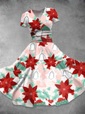 Women's  Christmas Flowers Print Casual Dress