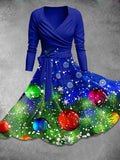 Women's  Glitter Christmas Snowflake Print Two Piece Dress