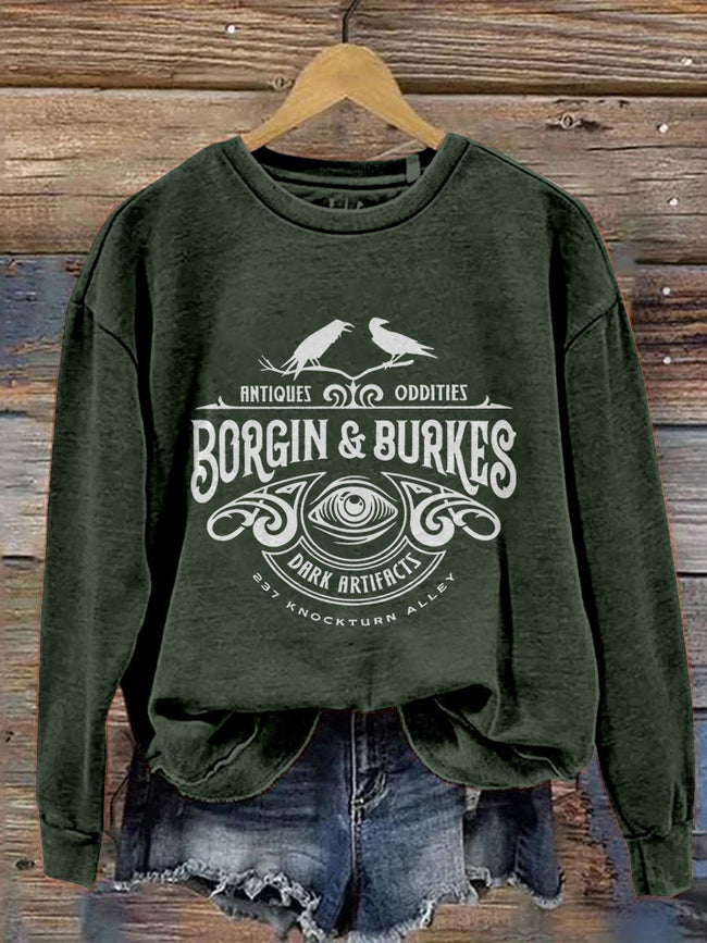 Borgin & Burkes Unusual and Ancient Wizarding Artefacts Wizard Bookish Print Casual Sweatshirt