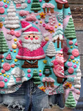 Santa Christmas Art Print Knit Pullover Sweater