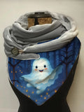 Cute Ghost Halloween Print Casual Scarf