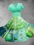 Women's Shiny Flower Christmas Gift Design Maxi Dress
