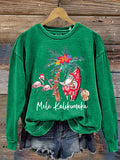 Hawaiian Merry Christmas Print Casual  Sweatshirt