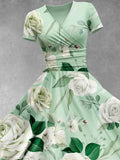 Women's St. Patrick's Day Gift Green Flower Print Design Maxi Dress