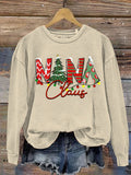 Christmas Grandma Nana Claus Print Casual Sweatshirt