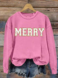 Merry Christmas Print Casual Sweatshirt