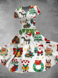 Women's Diamond Drawing Christmas Gift Santa Claus Christmas Snowman Gingerbread Cookies Christmas Tree Design Maxi Dress