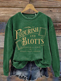 Flourish Blotts Bookish Wizard Book Magic Witchcraft School Retro Casual Sweatshirt