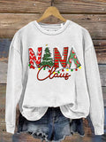 Christmas Grandma Nana Claus Print Casual Sweatshirt