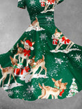 Women's Retro Christmas  Print Casual Dress