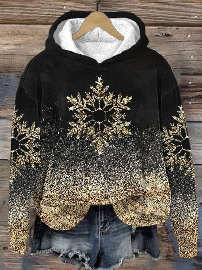 Christmas Snow Gradient Shine Print Casual Sweatshirt