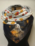 Cute Ghost with A Pumpkin Lantern Halloween Print Casual Scarf