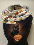 Cute Black Cat with A Pumpkin Halloween Print Casual Scarf