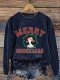 Merry Goosemas Print Casual Sweatshirt