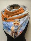 Cute Fox Watercolor Halloween Print Casual Scarf