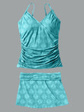 Women’s V-neck Paisley Print Suspender Skirt Tankini Set Swimsuit