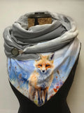 Cute Fox Watercolor Halloween Print Casual Scarf