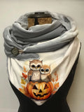 Cute Owl Pumpkin Halloween Print Casual Scarf