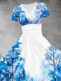 Women's Christmas Tree Forest With Snowflakes Christmas Design Maxi Dress
