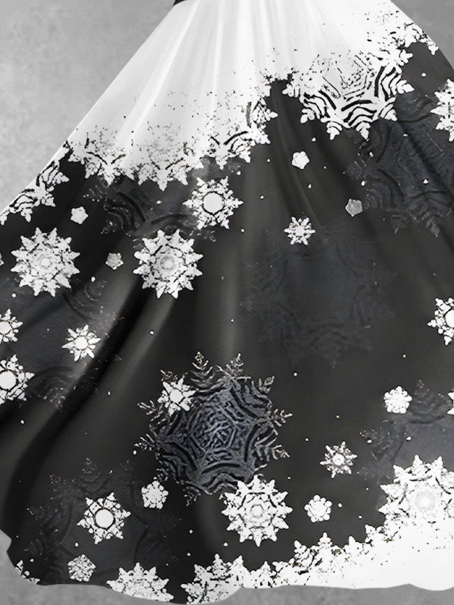 Women's Christmas Snowflake Print Design Maxi Dress