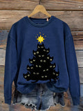 Funny Cat Christmas Print Casual  Sweatshirt