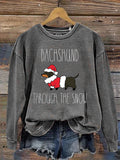 Dachshund Througa The Snow  Print Casual  Sweatshirt