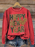 Hello 2024 Happy New Year Print Casual  Sweatshirt