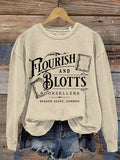 Flourish Blotts Bookish Wizard Book Magic Witchcraft School Retro Casual Sweatshirt