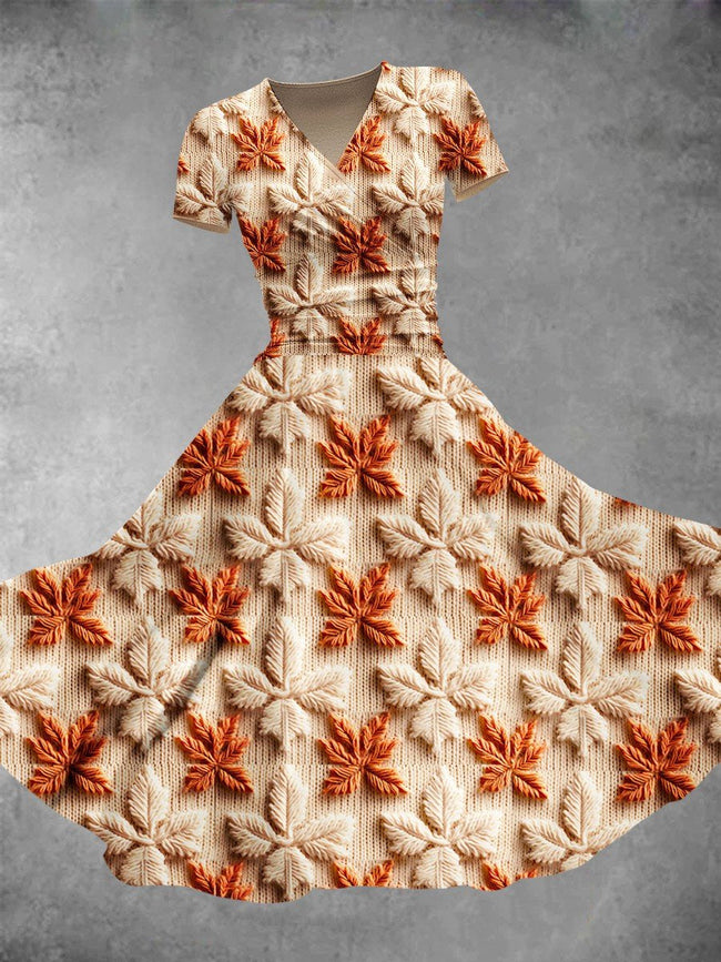 Women's Christmas Gift Maple Leaf Print Design Maxi Dress