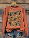 Hello 2024 Happy New Year Print Casual  Sweatshirt