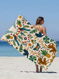 Tropical Hawaii Leaf Parrot Flowers Print Swimming Vacation Beach Towel