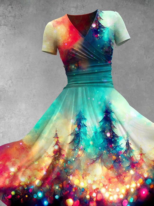 Women's Glitter Christmas Tree Print Casual Dress