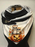 Cute Owl Pumpkin Halloween Print Casual Scarf