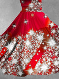 Women's Christmas Gift Shiny Snowflake Diamond Design Maxi Dress