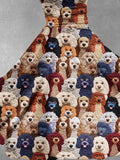 Women's Christmas Gift Imitation Embroidery Dog Animal Art Print Design Maxi Dress