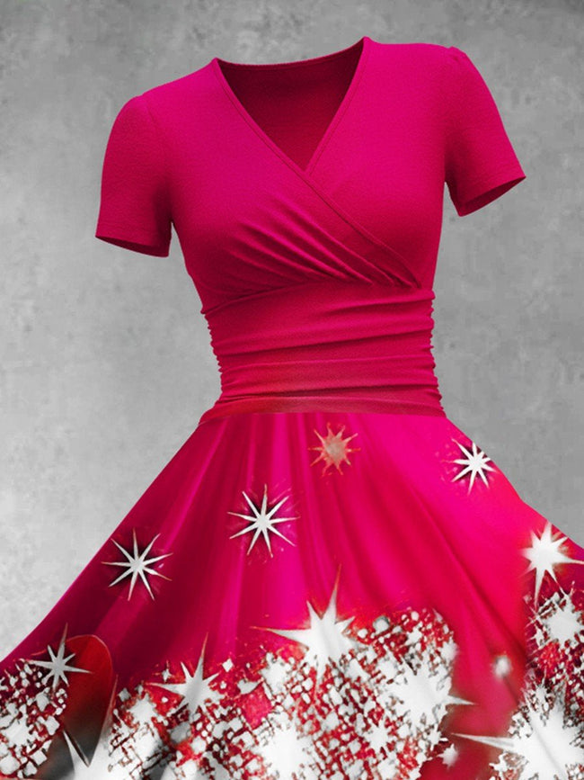 Women's Christmas Gift Shiny Snowflake Diamond Design Maxi Dress