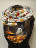 Cute Ghost Pumpkin Dinner Halloween Print Casual Scarf