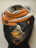 Cute Ghost with A Pumpkin Lantern Halloween Print Casual Scarf