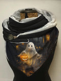 Cute Ghost with A Pumpkin Lantern Halloween Print Casual Scarf