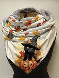 Cute Black Cat Pumpkin Halloween Print Casual Scarf