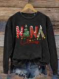 Christmas Grandma Nana Claus Print Casual Sweatshirt