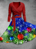 Women's  Glitter Christmas Snowflake Print Two Piece Dress