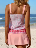 V-neck Print Vacation Tankini Swimsuit Set