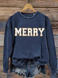 Merry Christmas Print Casual Sweatshirt