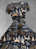 Women's Christmas Gift Christmas Tree Deer Print Design Maxi Dress