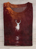 Deer King Jungle Series Art Print Unisex Round Neck T-Shirt