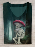 Unisex Mushroom Man Abstract Print T-Shirt